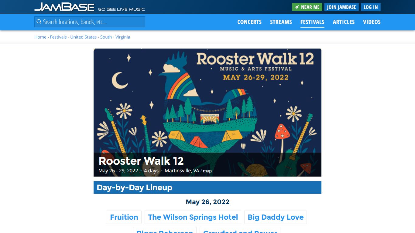 Rooster Walk 12 2022 Lineup - May 26 - 29, 2022 - JamBase